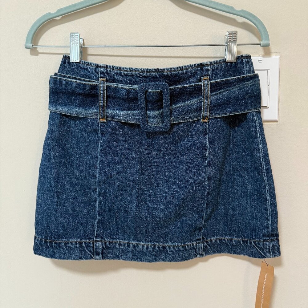 Reformation Belted Denim Mini Skirt NWT